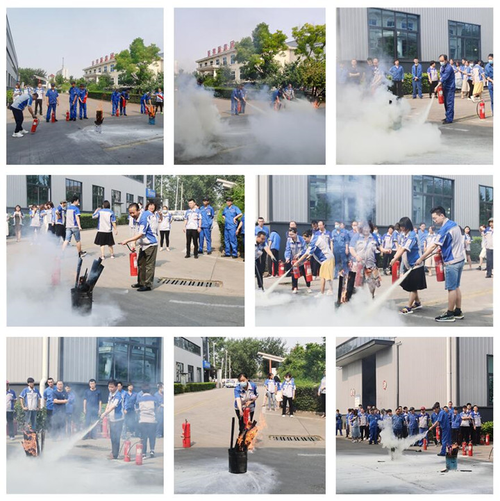 公司員工輪番上場，親身體驗了滅火器的正確使用方法